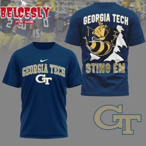 Georgia Tech Yellow Jackets Sting Em Blue Design Hoodie T-Shirt